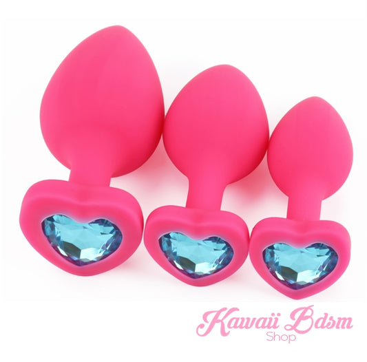 Silicone buttplugs heart shapped pink red blue babygirl sissy femboy aesthetic boy little cglg cglb mdlg mdlb ddlg ddlb agelay petplay kittenplay puppyplay fetish sex partner gift love couple goth kitten pet puppy by Kawaii BDSM - cute and kinky / Worldwide Free Shipping (1084076916788)