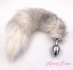 White Fluffy Fox Tail Plug (1579530125364)
