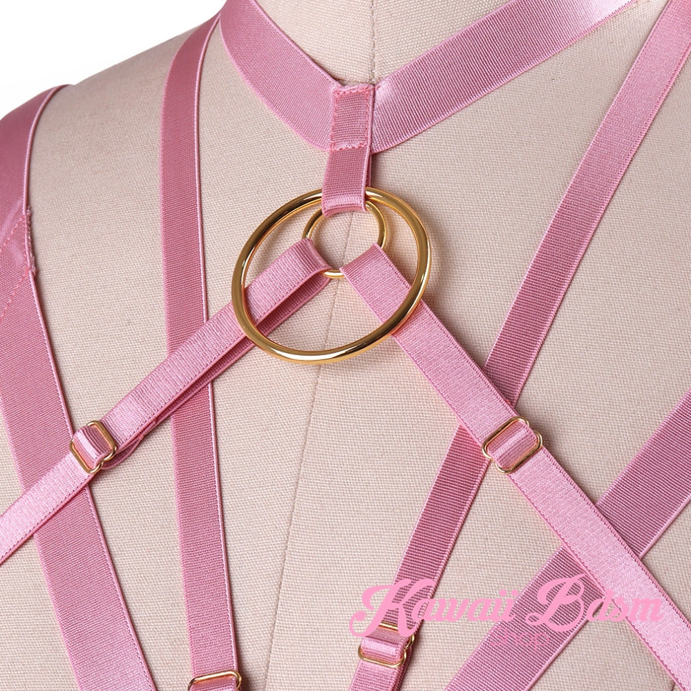 Harness Chest Body handmade bondage black sexy belt ddlg babygirl little one girl women submissive fetish fashion gothic goth pastel outfit little baby by Kawaii Bdsm - Cute and Kinky / Worldwide Free and Discreet Shipping  (1006228209716)