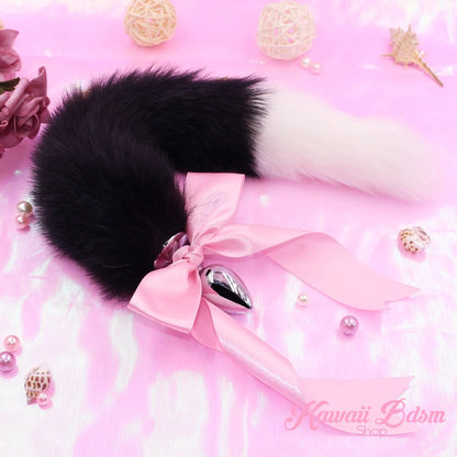 Black white vegan faux fur tail plug ears set silicone stainles steel bunny neko catgirl cat kittenplay kitten girl boy petplay pet sexy adult toys buttplug plug anal ass submissive ddlg cgl mdlg mdlb ddlb little aesthetic japanese sexy adult couple  by Kawaii BDSM - cute and kinky / Worldwide Free Shipping (3727579414580)