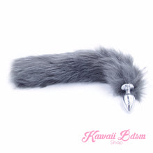 gray wolf pet vegan faux fur tail plug silicone stainless steel neko catgirl cat kittenplay kitten girl boy petplay pet sexy adult toys buttplug plug anal ass submissive ddlg cgl mdlg mdlb ddlb little by Kawaii BDSM - cute and kinky / Worldwide Free Shipping (995112943668)