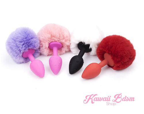 bunny rabbit vegan faux fur tail plug silicone stainless steel neko  kitten girl boy petplay pet sexy catgirl cat kitten adult toys buttplug plug anal ass submissive ddlg cgl mdlg mdlb ddlb little by Kawaii BDSM - cute and kinky / Worldwide Free Shipping (11264492231)