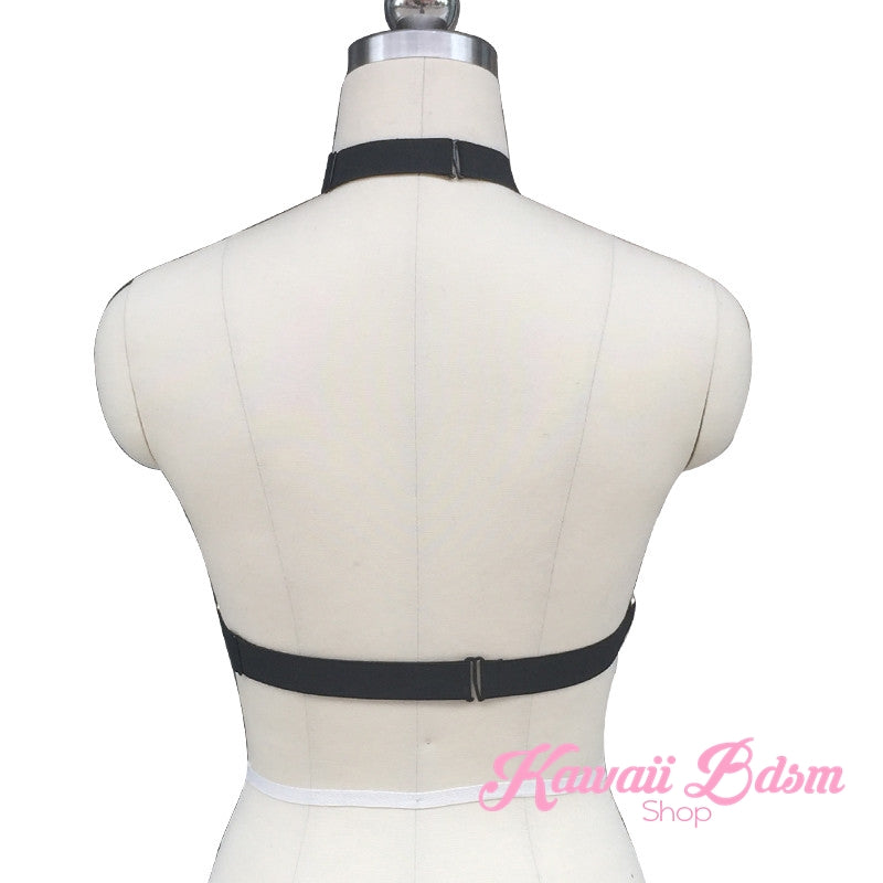 Harness Chest Body handmade bondage black sexy belt ddlg babygirl little one girl women submissive fetish fashion gothic goth pastel outfit little baby by Kawaii Bdsm - Cute and Kinky / Worldwide Free and Discreet Shipping  (11023894599)
