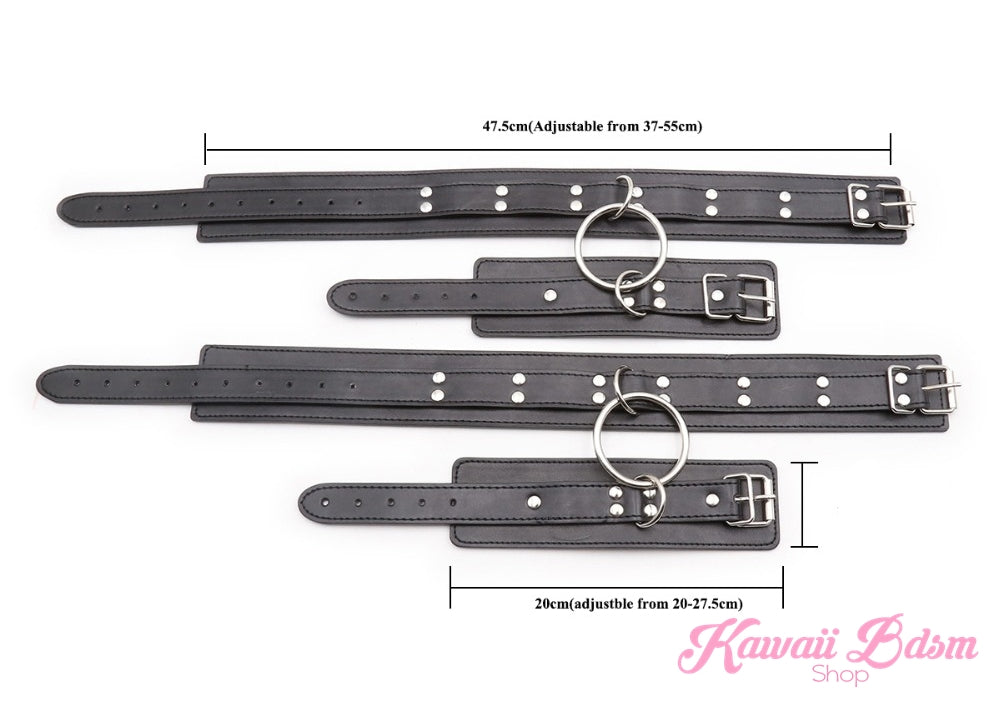 thigh to wrists cuffs leather quality restraints bondage submissive sub dominant brat dom baby ddlg sadomasochist sado masochist fetish kink roleplay sexy girl boy by Kawaii BDSM - cute and kinky / Worldwide Free Shipping (4516553752628)