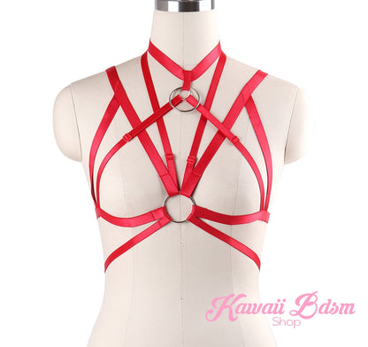 Harness Chest Body handmade bondage black sexy belt ddlg babygirl little one girl women submissive fetish fashion gothic goth pastel outfit little baby by Kawaii Bdsm - Cute and Kinky / Worldwide Free and Discreet Shipping  (1006228209716)
