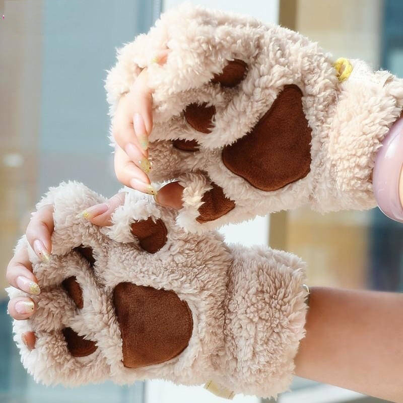 Plush Paw Fingerless Gloves (21118844935)