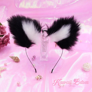 Black white vegan faux fur tail plug ears set silicone stainles steel bunny neko catgirl cat kittenplay kitten girl boy petplay pet sexy adult toys buttplug plug anal ass submissive ddlg cgl mdlg mdlb ddlb little aesthetic japanese sexy adult couple  by Kawaii BDSM - cute and kinky / Worldwide Free Shipping (3727579414580)