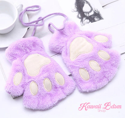 Plush Paw Fingerless Gloves (21118844935)