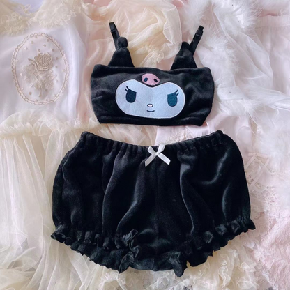 Kuromi sanrio my melody lingerie set pijama cute goth gf shorts top japanese anime inspired kawaii bdsm ddlg abdl ageplay roleplay princess