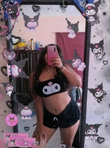 Kuromi sanrio my melody lingerie set pijama cute goth gf shorts top japanese anime inspired kawaii bdsm ddlg abdl ageplay roleplay princess