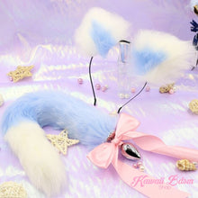 Blue white vegan faux fur tail plug ears set silicone stainles steel bunny neko catgirl cat kittenplay kitten girl boy petplay pet sexy adult toys buttplug plug anal ass submissive ddlg cgl mdlg mdlb ddlb little aesthetic japanese sexy adult couple  by Kawaii BDSM - cute and kinky / Worldwide Free Shipping (4341010628660)