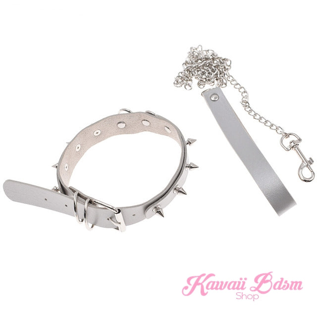 collar leash choker fashion goth sexy slave sub submissive ddlg cglg cglb mdlb mommy daddy little bondage black pink aesthetic white by Kawaii Bdsm - Cute and Kinky / Worldwide Free and Discreet Shipping  (781560414260)