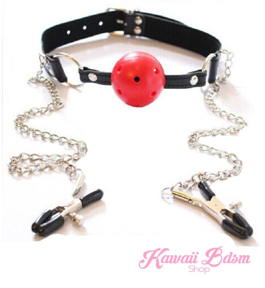 Ball Gag W/ Nipple Clamps (11064610439)