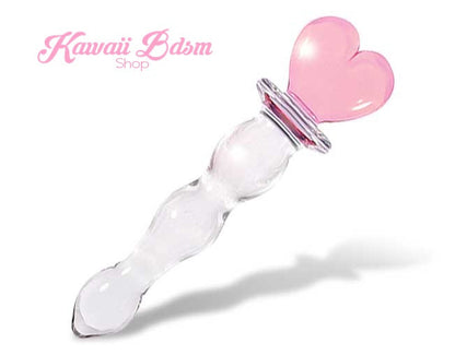 Bdsm Glass Dildo Pink Heart Adult toy Wand Anal Plug Massager aesthetic kittenplay petplay sub bondage ddlg cglg babygirl mdlb by Kawaii Bdsm - Cute and Kinky / Worlwide Free and Disreet Shipping (10885581575)