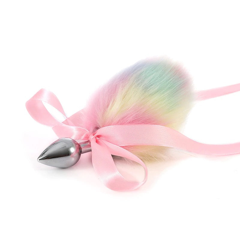 pastel rainbow galaxy tail buttplug tail ears rabbit cat fox pink blue ddlg petplay Kawaii Bdsm kitten play