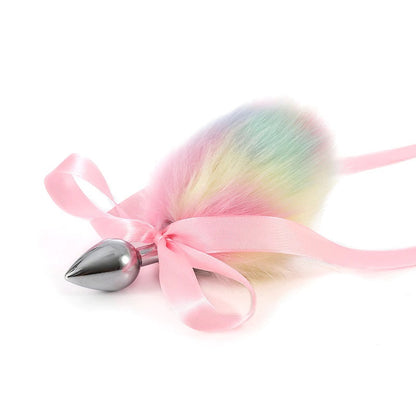 pastel rainbow galaxy tail buttplug tail ears rabbit cat fox pink blue ddlg petplay Kawaii Bdsm kitten play