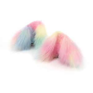 pastel rainbow galaxy tail buttplug tail ears rabbit cat fox pink blue ddlg petplay Kawaii Bdsm kitten play