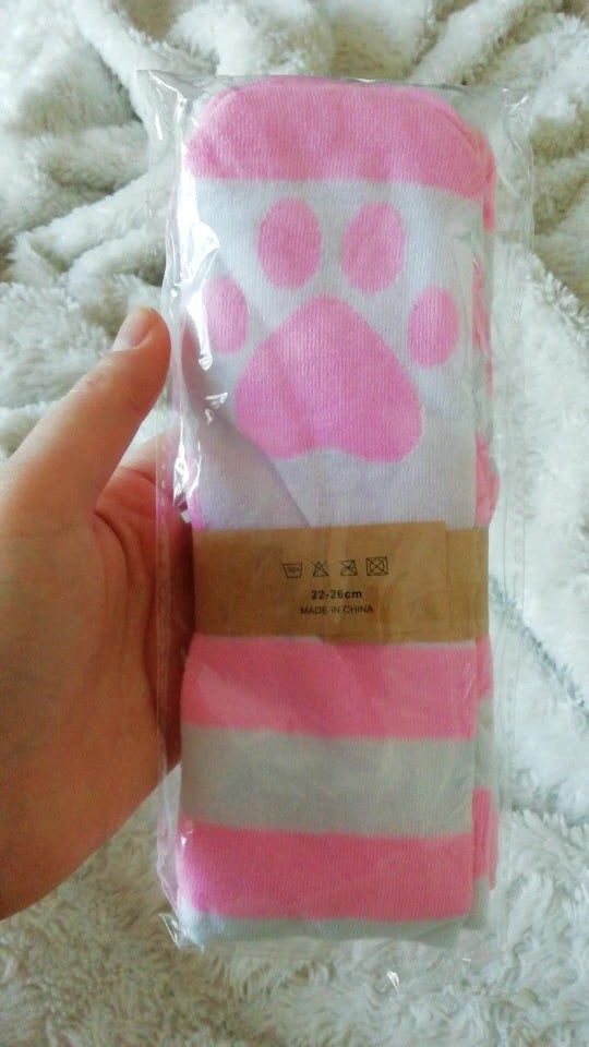 Paw Print Striped Thigh Highs (5877349810338)