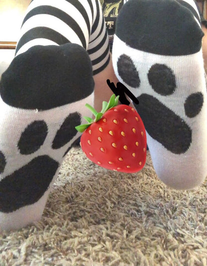 Paw Print Striped Thigh Highs (5877349810338)