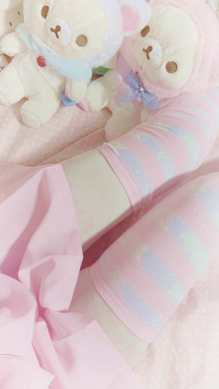 Paw Print Striped Thigh Highs (5877349810338)