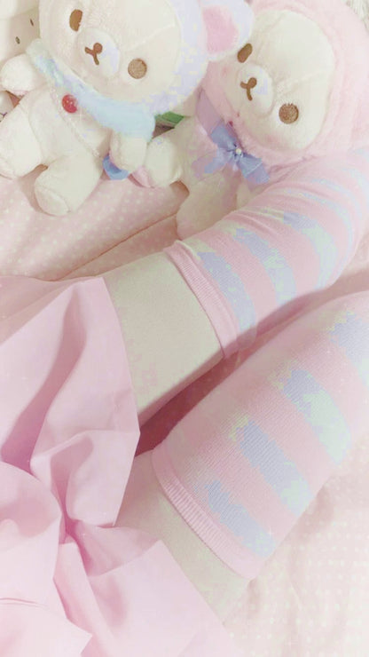 Paw Print Striped Thigh Highs (5877349810338)