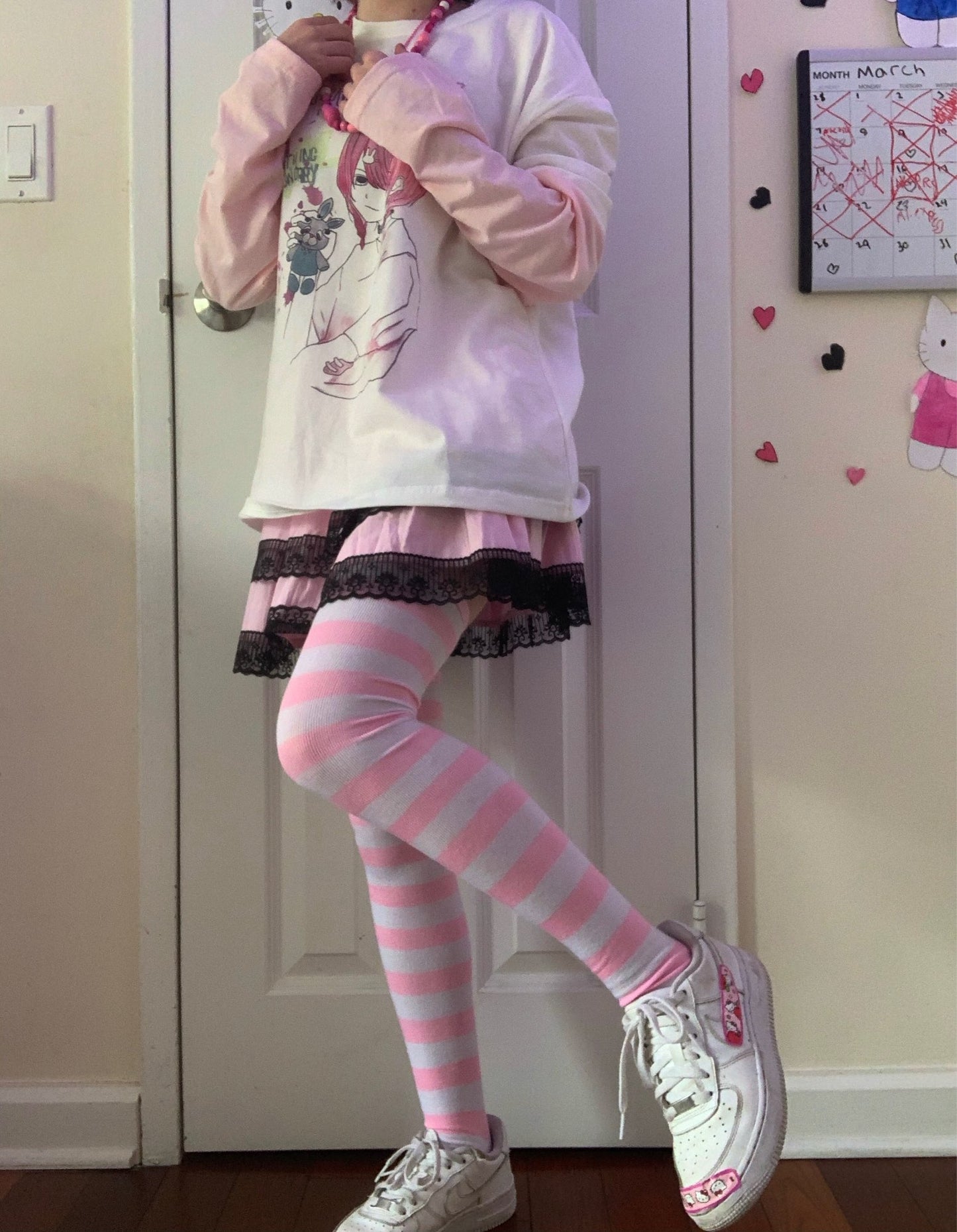 Paw Print Striped Thigh Highs (5877349810338)
