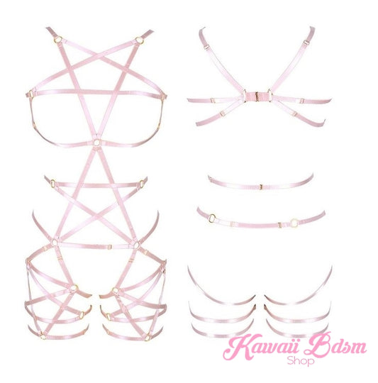 Harness Pentagram Star Chest Body handmade bondage black sexy belt ddlg babygirl little one girl women submissive fetish fashion gothic goth pastel outfit little baby by Kawaii Bdsm - Cute and Kinky / Worldwide Free and Discreet Shipping  (1574414221364)