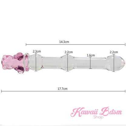 Horizontal display of the slim glass wand showing exact length and width measurements for comfortable play.
