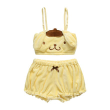 pompompurin pajama shorts top bra lingerie cute kawaii aesthetic soft fuzzy style 