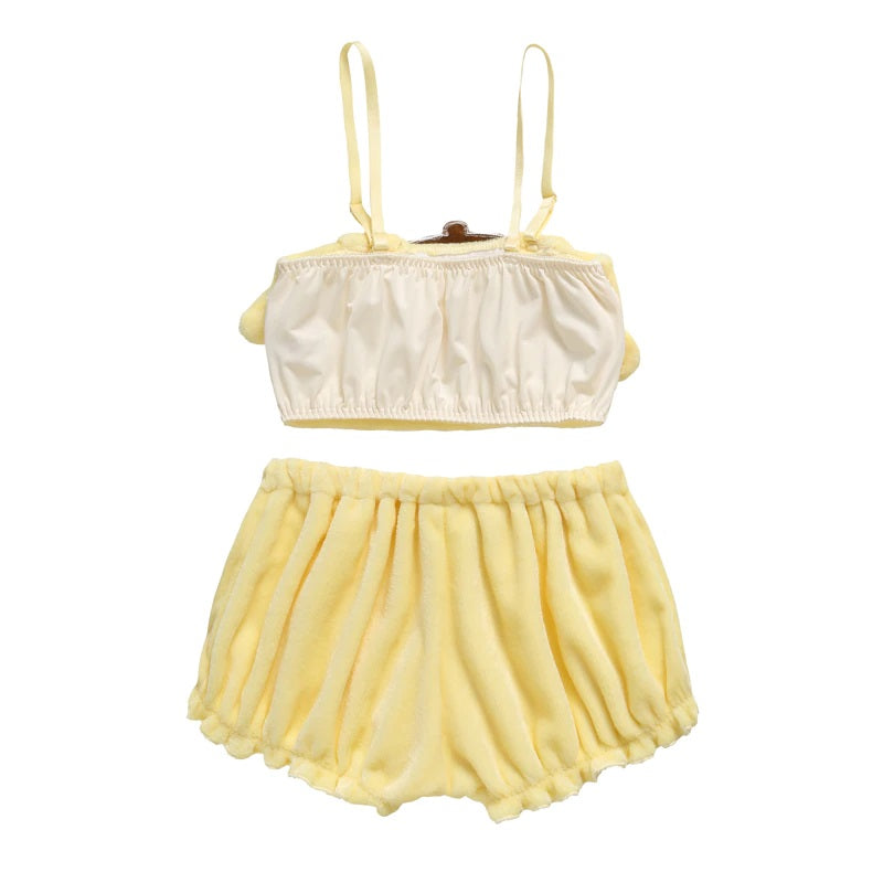 pompompurin pajama shorts top bra lingerie cute kawaii aesthetic soft fuzzy style 
