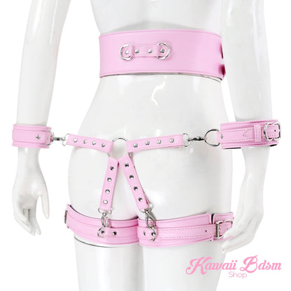Thigh Ankle Handcuffs Hogtie waist restraints kawaii bdsm pink black, white bondage bdsm kit set complete luxury premium high quality best selling