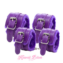 Purple Bondage kit set princess love couple gift 7pcs bdsm kawaii cute handcuffs gag collar leash shibari rope flogger wrist cuffs kittenplay petplay gear  (11017462151)