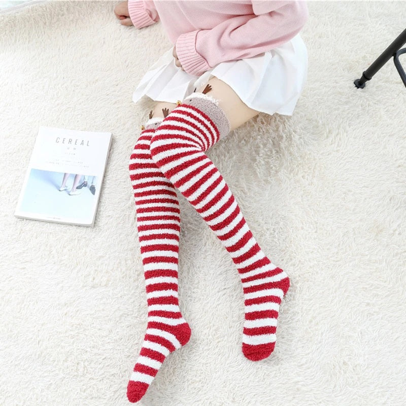 Reindeer Christmas Xmas Thigh Highs Socks ddlgworld kawaii bdsm