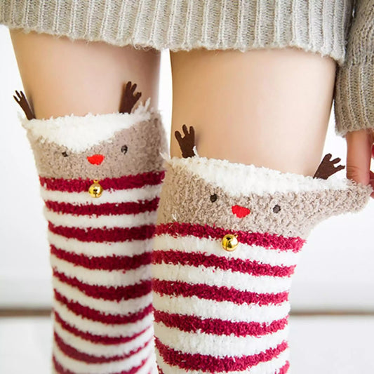 Reindeer Christmas Xmas Thigh Highs Socks ddlgworld kawaii bdsm