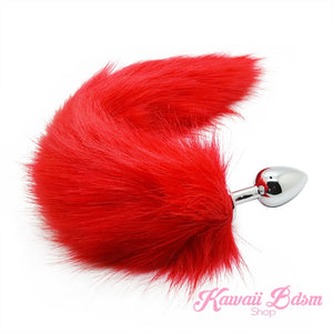 red vegan faux fur tail cosplay fox kitten cat plug silicone stainless steel neko catgirl cat kittenplay kitten girl boy petplay pet sexy adult toys buttplug plug anal ass submissive ddlg cgl mdlg mdlb ddlb little by Kawaii BDSM - cute and kinky / Worldwide Free Shipping (10949172231)