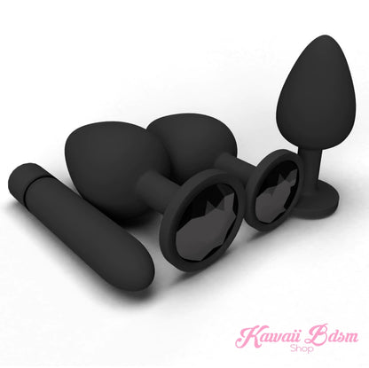 Silicone Buttplugs & Vibe Set