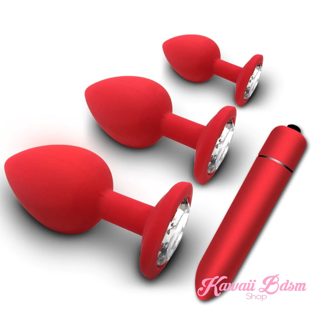 Silicone Buttplugs & Vibe Set