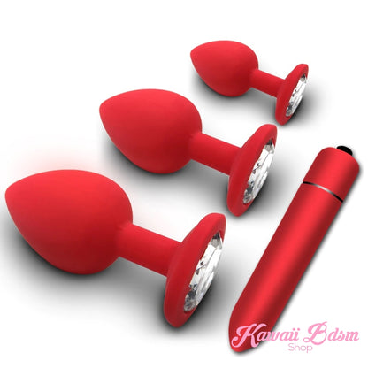 Silicone Buttplugs & Vibe Set
