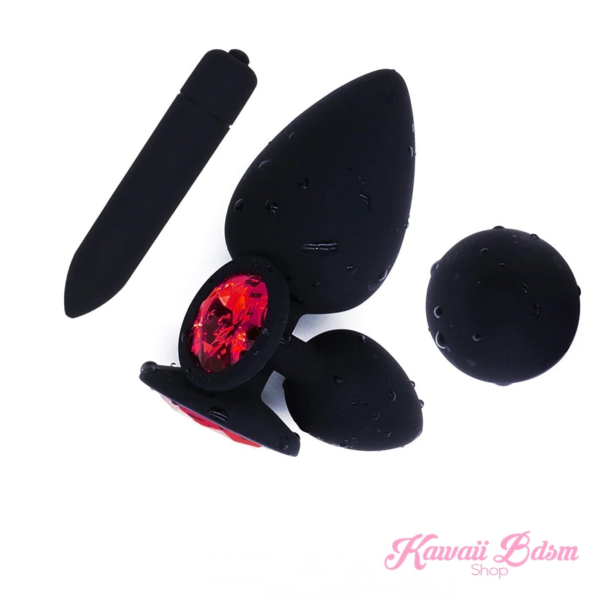 Silicone Buttplugs & Vibe Set