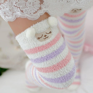 Striped Sheep Thigh Highs Fuzzy Warm ddlgworld DDKG babygirl little clothing socks(11482529351)