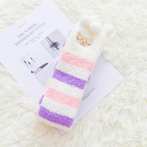 Striped Sheep Thigh Highs Fuzzy Warm ddlgworld DDKG babygirl little clothing socks(11482529351)