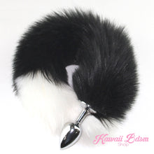 Black and white vegan faux fur tail plug silicone stainless steel neko catgirl cat kittenplay kitten girl boy petplay pet sexy adult toys buttplug plug anal ass submissive goth creepy cute yami ddlg cgl mdlg mdlb ddlb little by Kawaii BDSM - cute and kinky / Worldwide Free Shipping (1075106971700)
