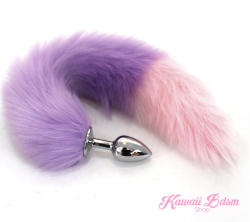 lavender purple and pink vegan faux fur tail plug silicone stainless steel neko catgirl cat kittenplay kitten girl boy petplay pet sexy adult toys buttplug plug anal ass submissive goth creepy cute yami ddlg cgl mdlg mdlb ddlb little by Kawaii BDSM - cute and kinky / Worldwide Free Shipping (780377653300)