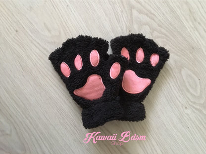 Plush Paw Fingerless Gloves (21118844935)