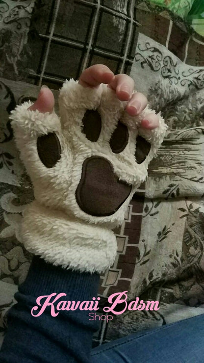 Plush Paw Fingerless Gloves (21118844935)