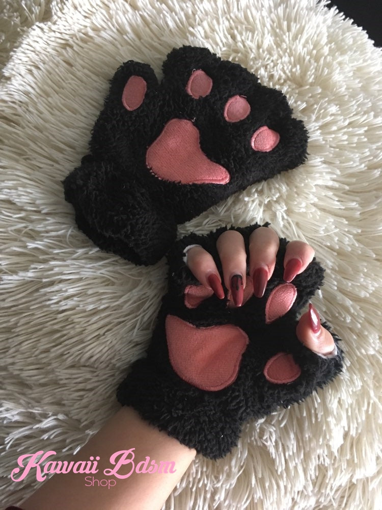 Plush Paw Fingerless Gloves (21118844935)