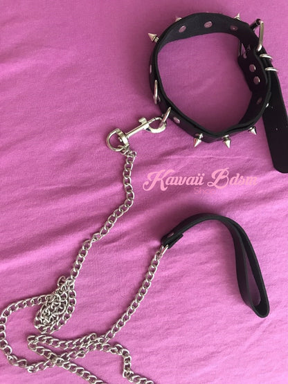 collar leash choker fashion goth sexy slave sub submissive ddlg cglg cglb mdlb mommy daddy little bondage black pink gothic fashion outfit petplay ageplay roleplay aesthetic white by Kawaii Bdsm - Cute and Kinky / Worldwide Free and Discreet Shipping  (781560414260)