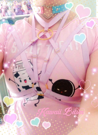 Harness Chest Body handmade bondage black sexy belt ddlg babygirl little one girl women submissive fetish fashion gothic goth pastel outfit little baby by Kawaii Bdsm - Cute and Kinky / Worldwide Free and Discreet Shipping  (1006228209716)