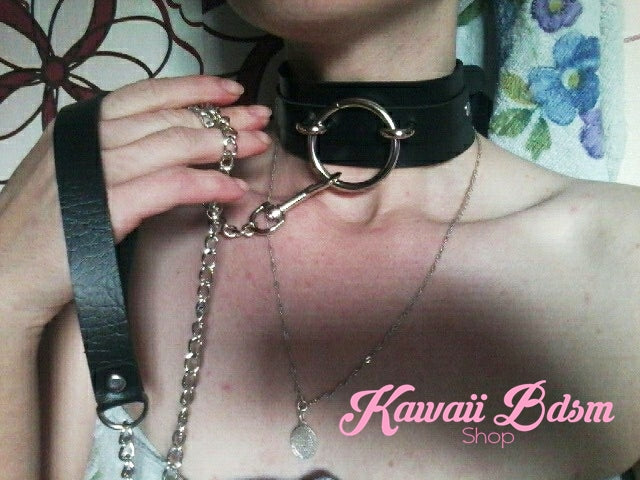 O ring choker collar brat sub submissive dom slave sexy leash chain training ddlg ddlb cglg cglb mdlg mdlb little boy girl pink black purple red goth fashion doll baby by Kawaii Bdsm - Cute and Kinky / Worldwide Free and Discreet Shipping   (1227641126964)