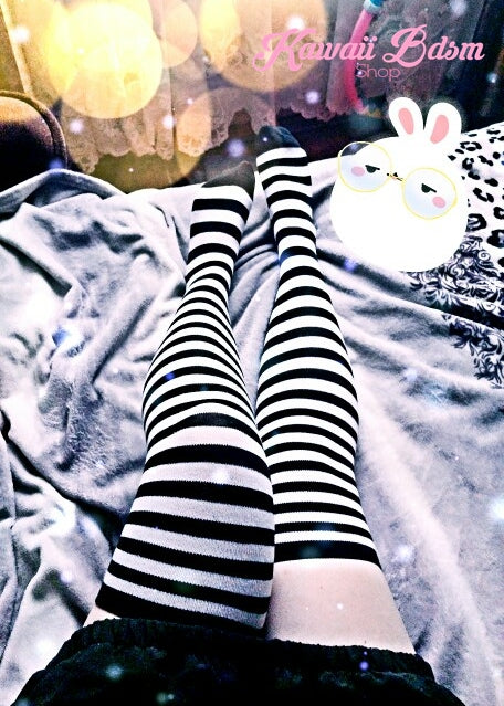 Striped Thigh High Socks (11562629383)